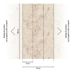 Wall mural Rattan with copper line-drawn foliage on cream