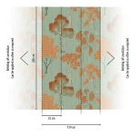 Wall mural Sienna, orange stylised trees on sage green