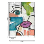 Wall mural Purple, pop-art face in turquoise, violet and apricot