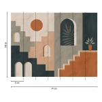 Wall mural Rope with geometric blocks, teal arch and sun