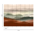 Wall mural Crayfish, layered misty mountains in terracotta tones