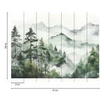 Wall mural Sienna with misty forest and rocky peak