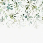 Wall mural Zincwork with watercolour eucalyptus above a bed