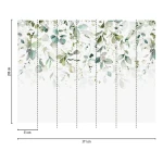 Wall mural Zincwork with watercolour eucalyptus above a bed