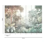 Wall mural Russet, tropical palms and leaves in green-grey