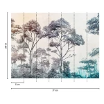 Wall mural Misty Lead, slender trees in mauve and blue