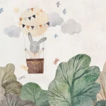 Wall mural Frosted Cloud with a rabbit in a balloon