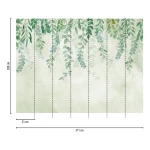 Wall mural Bistre, trailing watercolour foliage in soft greens
