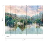 Wall mural Veiled Concrete, misty rock peaks under a pink sky