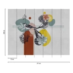 Wall mural Frosted Granite with ink birds and pastel shapes