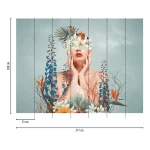 Wall mural Abyss, face covered in white lilies, blue-grey ground