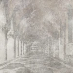 Wall mural Soft Zinc, grey stone colonnade in light and shadow