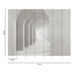 Wall mural Tobacco with receding grey arches towards white light