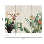 Wall mural Frosted Zincwork with tropical leaves behind a sofa