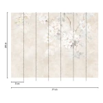 Wall mural Misty Bark, white and pink blossom on beige