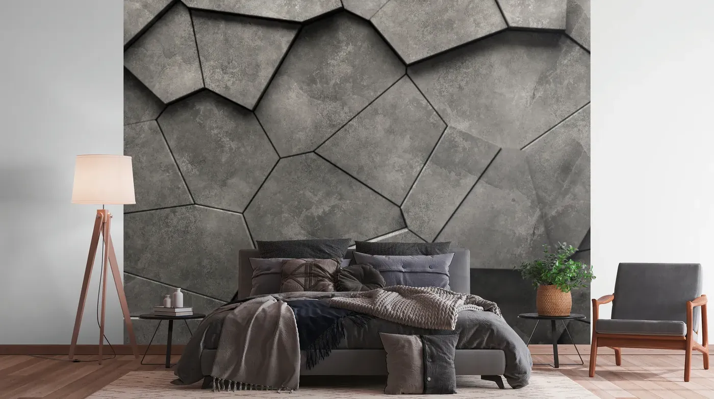 Wall mural Deep Stone with faceted grey stone effect