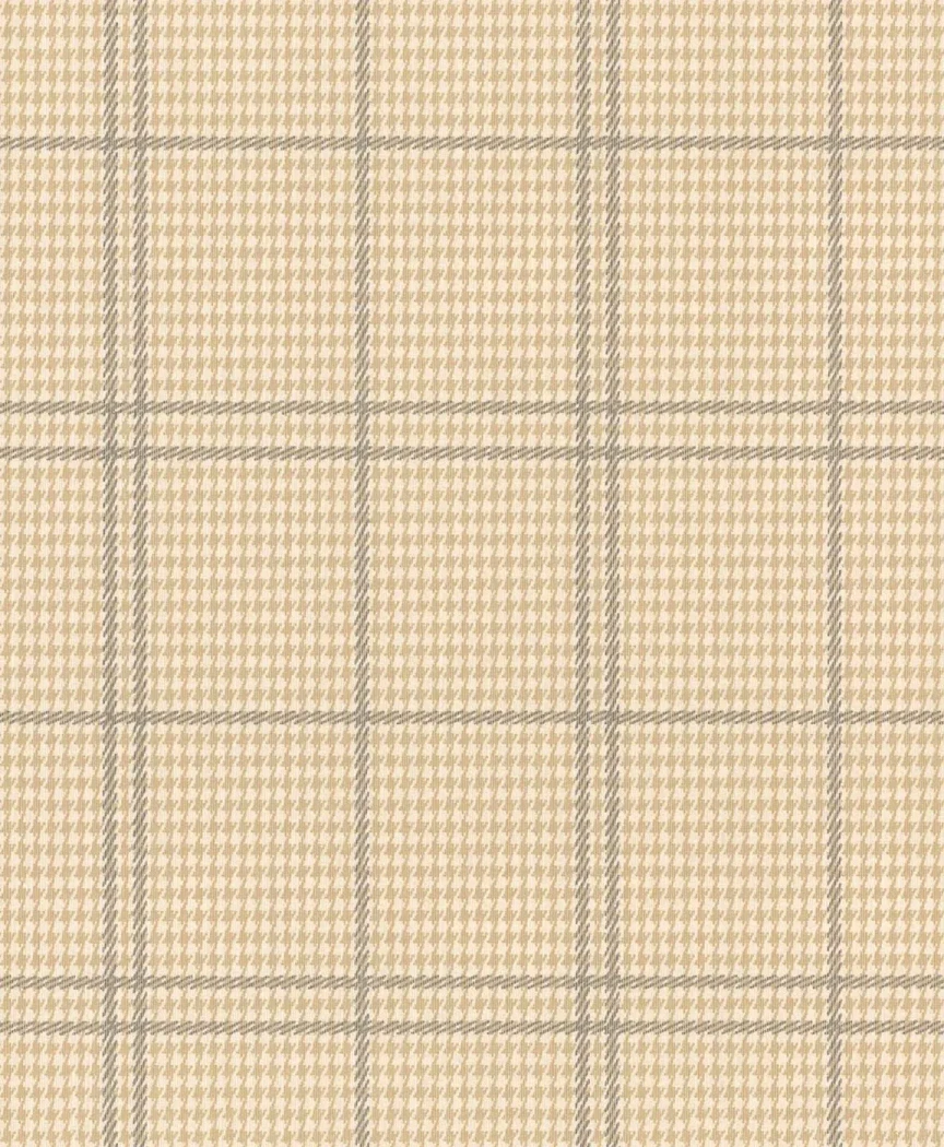 Wallpaper Sandstone, beige houndstooth with a grey grid