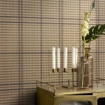 Wallpaper Sandstone, beige houndstooth with a grey grid