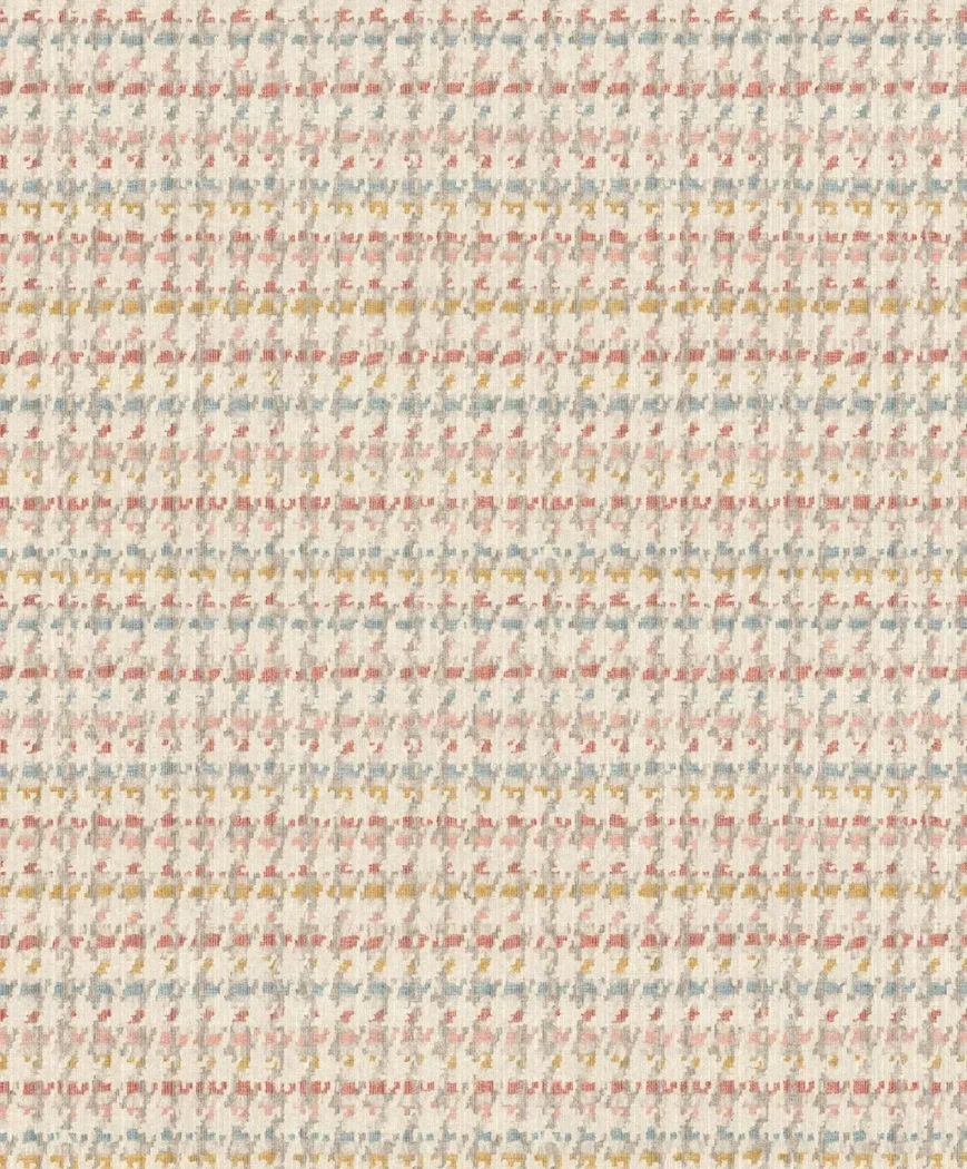 Wallpaper Straw with a pink, blue and mustard marl on ecru