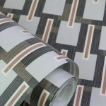 Wallpaper Granite, grey and taupe blocks with terracotta stripes