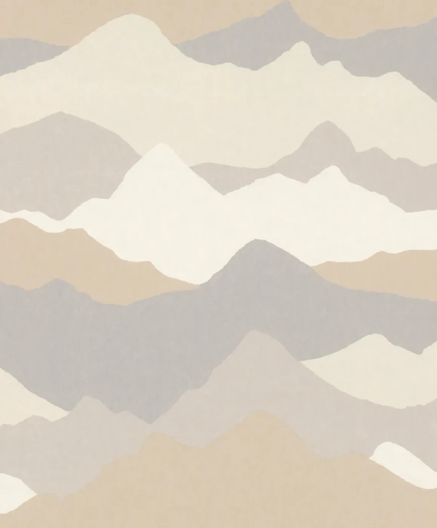 Wallpaper Hemp, layered beige and grey mountain panorama