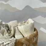 Wallpaper Hemp, layered beige and grey mountain panorama