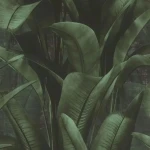 Wallpaper Soot, dark green banana leaves on near-black ground