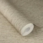Wallpaper Heather, plain beige with a fine vertical woven grain