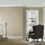 Wallpaper Heather, plain beige with a fine vertical woven grain