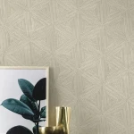 Wallpaper Jute, beige nested triangles forming large diamonds