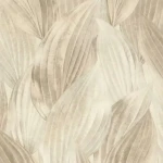 Wallpaper Barley, veined leaves in beige, taupe and cream