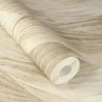 Wallpaper Barley, veined leaves in beige, taupe and cream