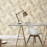 Wallpaper Barley, veined leaves in beige, taupe and cream