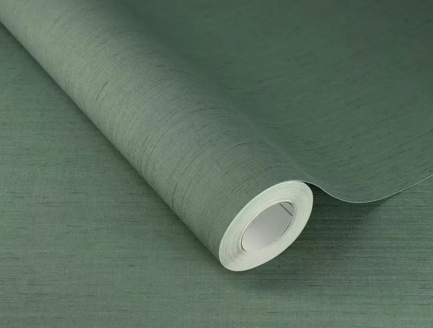 Wallpaper Jade, plain deep green with fine woven texture