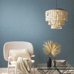 Wallpaper Lagoon, blue ribbed textile effect with pearlescent dots