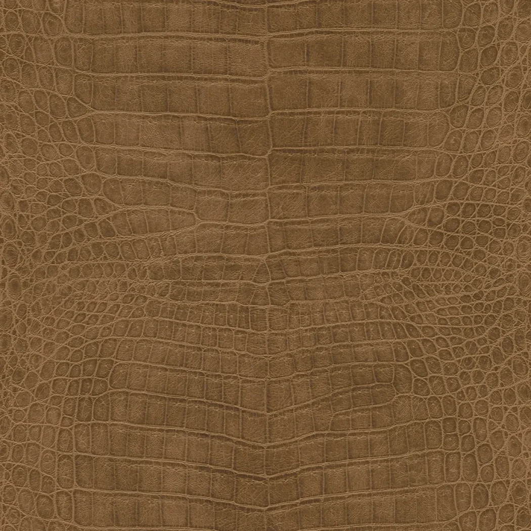 Wallpaper Burnt Crust, ochre-brown embossed leather-grain texture