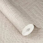 Wallpaper Twine, natural beige with an embossed leather-like cell texture