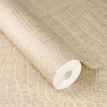 Wallpaper Nougat, cream embossed crocodile-skin texture