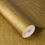 Wallpaper Tan, ochre-gold embossed crocodile-skin relief