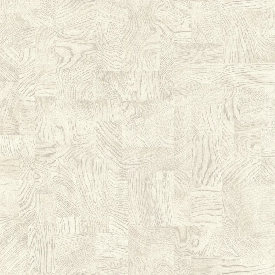 Wallpaper Sand, pale parquet pattern in ecru and off-white