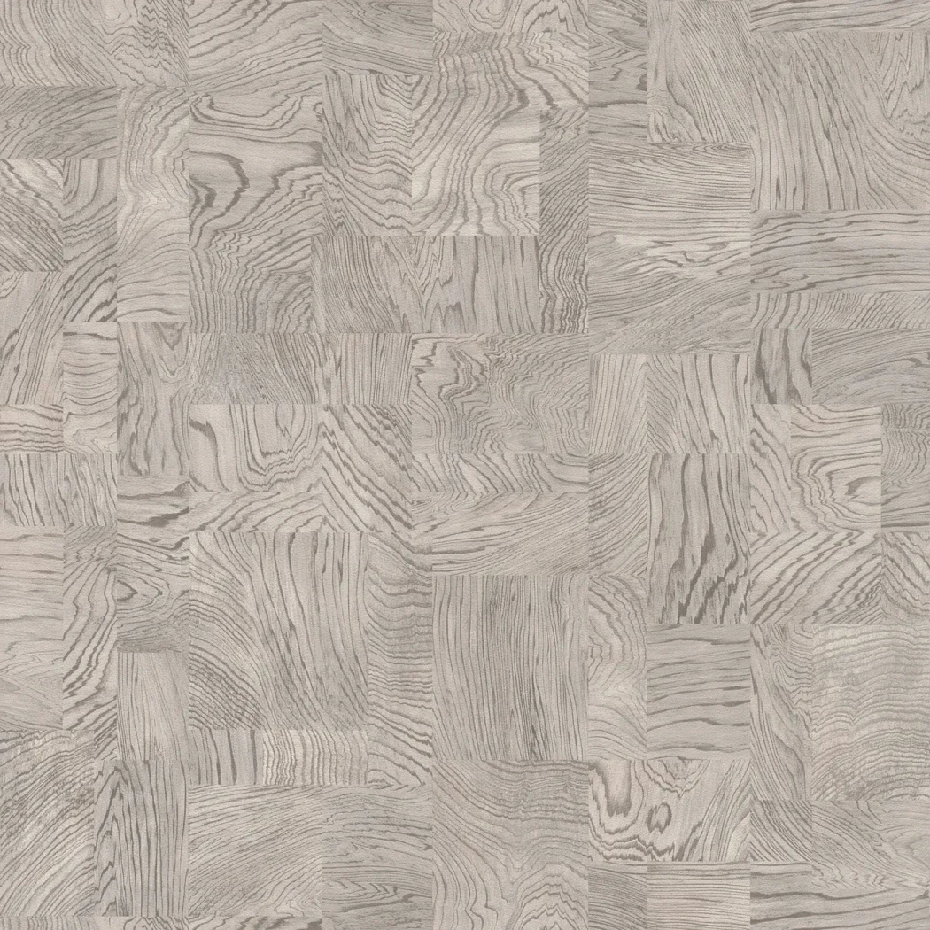Wallpaper Hessian, printed beige and grey parquet blocks