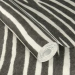 Wallpaper Mercury, dark grey and ecru irregular zebra stripes