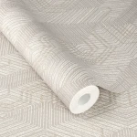 Wallpaper Spelt, fine beige and taupe hexagon line pattern