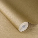 Wallpaper Silt in plain golden beige with fine vertical fibres