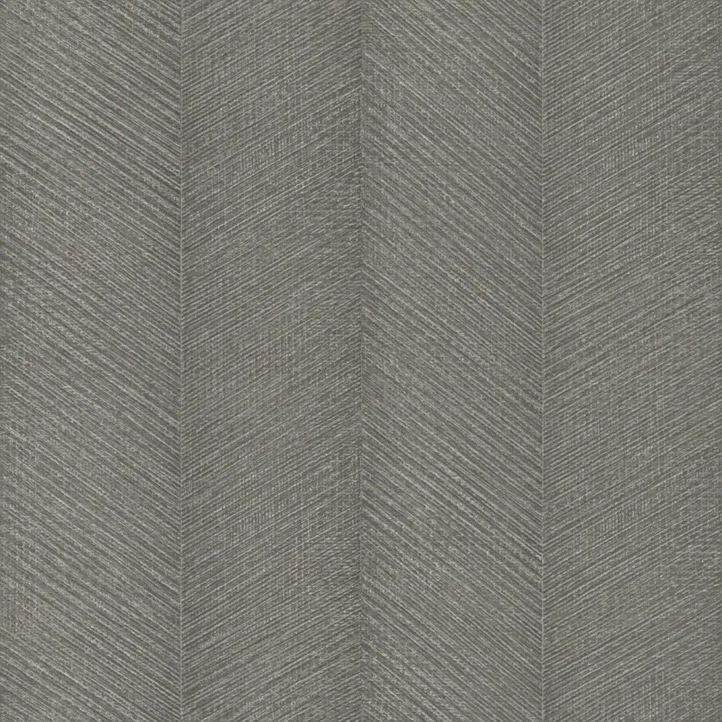 Wallpaper Stone with woven grey chevrons and a satin sheen