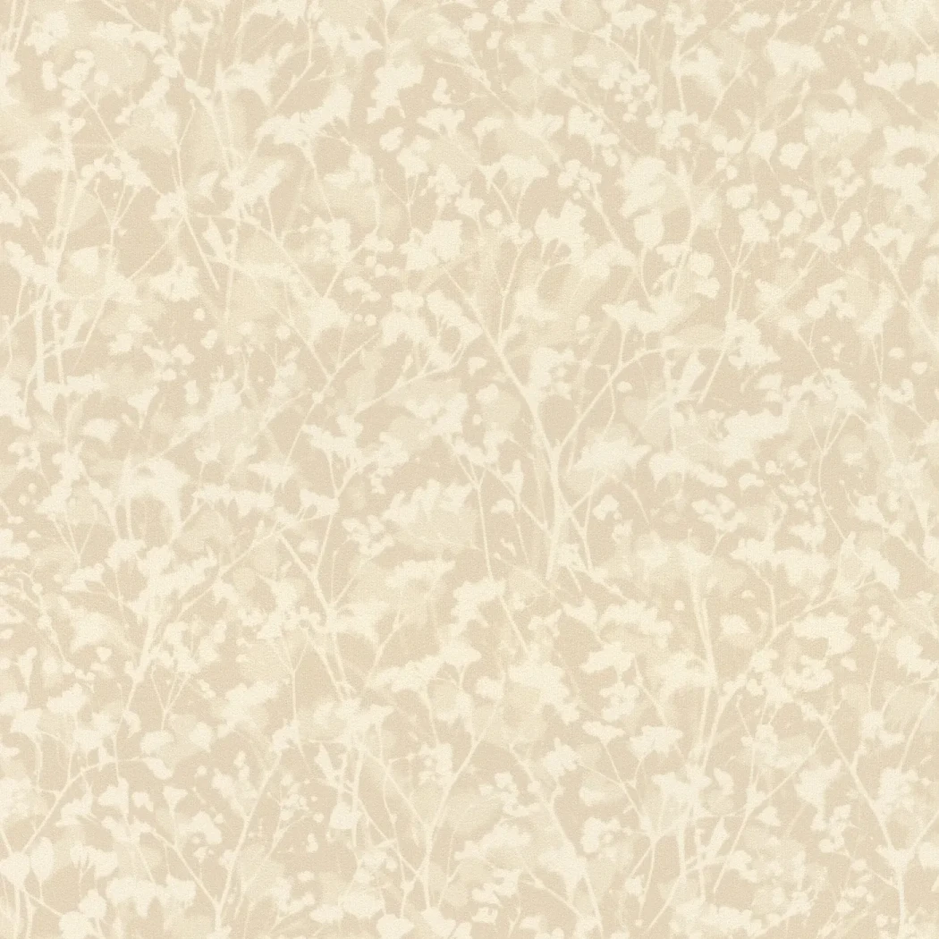 Wallpaper Wheat Ear with pale branch silhouettes on cream