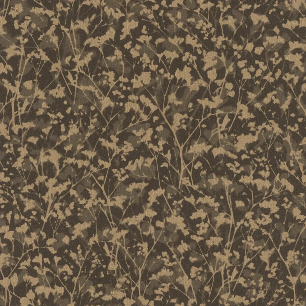 Wallpaper Russet, gold flowering branches on a dark brown ground