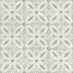 Wallpaper Ash with grey and white cement-tile floral pattern