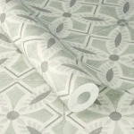 Wallpaper Ash with grey and white cement-tile floral pattern