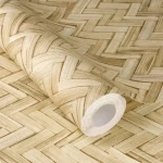 Wallpaper Soft Braid with light wood slats woven in chevrons